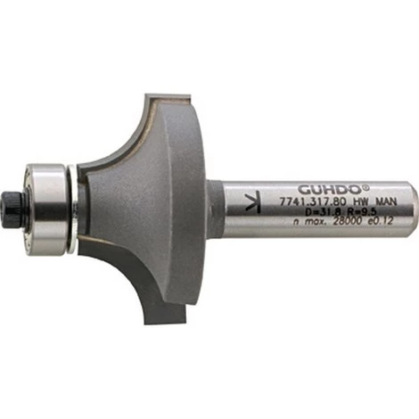 GUHDO Fraise à Arrondir, Outil à Bois, Ø : 18,7 Mm, Rayon 3,0 Mm, Long. Utile 9,5 Mm, Long. Totale : 53,0 Mm