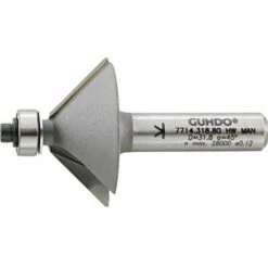 GUHDO Fraise à Chanfreiner, Outil à Bois, Ø : 31,8 Mm, Angle 45 °, Long. Utile 12,7 Mm, Long. Totale : 54,5 Mm