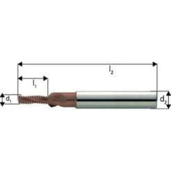 JBO Fraise à Fileter GFS En Carbure Monobloc, Arrosage Central, 2 X D, Revêtement TiCN, Filetage : M8, Pas 1,25 Mm, Lames De L1 18,1 Mm