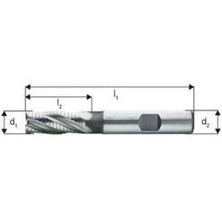 FP Fraise De Semi-finition Courte, Type NF, En Acier à Coupe Rapide à 5% De Cobalt, Sans Revêtement, Ø D1 - K12 : 12,0 Mm, Long. Totale L1 83 Mm