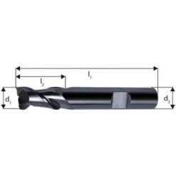 GUHRING Fraise Cylindrique Courte, 2 Dents, En Carbure Monobloc Pour L'aluminium, Ø D1 - H10 : 12,0 Mm, Long. Totale L1 73 Mm, Long. Coupe L2 12 Mm
