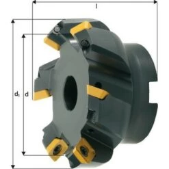 FP Fraise à Surfacer à 45° Arrosage Interne, Ø D : 50 Mm, Nombre De Dents 4, Ø Du Perçage De Positionnement 22 Mm, Dimensions Ø D1 : 63 Mm