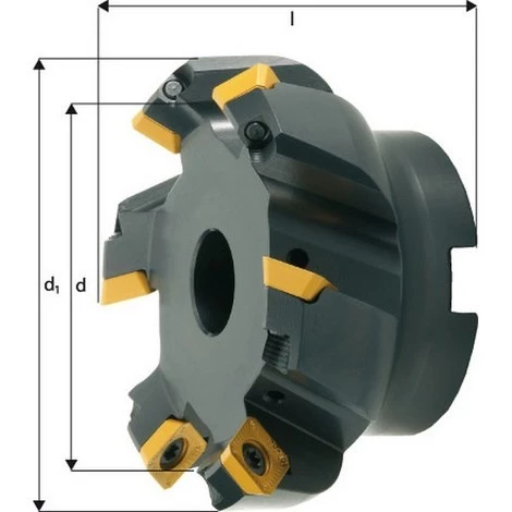 FP Fraise à Surfacer à 45° Arrosage Interne, Ø D : 50 Mm, Nombre De Dents 4, Ø Du Perçage De Positionnement 22 Mm, Dimensions Ø D1 : 63 Mm