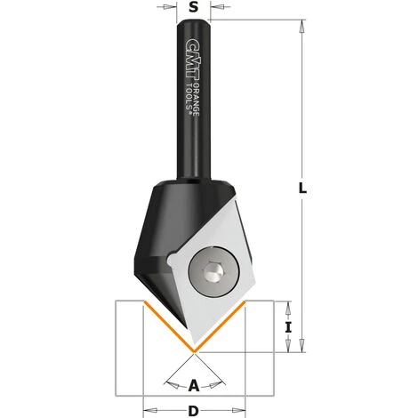 CMT ORANGE TOOLS 665.200.11 FRAISE POUR RAINURES EN V 90° HW Z2 S=8 D=17X8.5X53 DR – Image 2