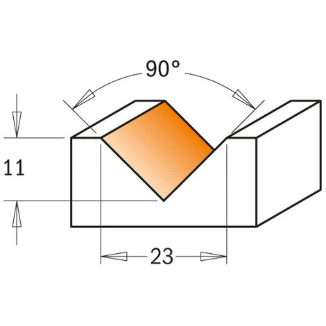CMT ORANGE TOOLS 665.200.11 FRAISE POUR RAINURES EN V 90° HW Z2 S=8 D=17X8.5X53 DR – Image 3