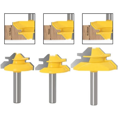 ASUPERMALL Jeu De Fraises à Feuillure 8 Mm Avec Tige De 12,7 Mm 16 Mm 19,05 Mm De Hauteur Fraise à Fente Fraise à Rainurer En Bois, 3PCS