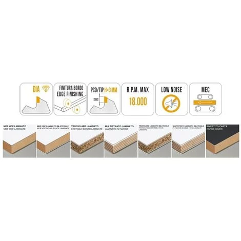 MTECF040.7 - FRAISES BORDEUSES EN DIAMANT POUR LE PROFILAGE AVEC TROU - MOBILTECNICA _ .7_D69 | B 17,5 | ZTOT4 | DB16 + 2 DKN | R 2 | DR | H3 – Image 2