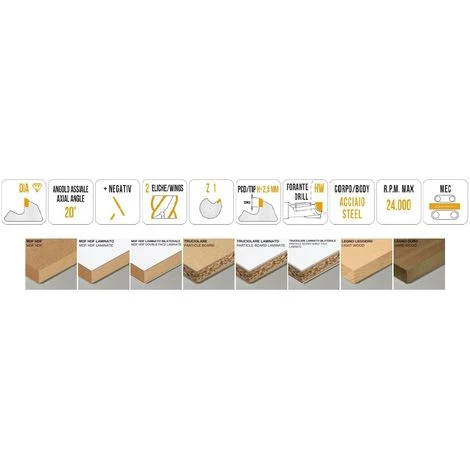 MTEC011.8 - FRAISES HÉLICOÏDALES EN DIAMANT POLYCRISTALLIN Z1+1 CORPS EN ACIER PCD H2,5MM - MOBILTECNICA _ .8_D10 | LU 27 | DS12 | LT40 | Z(1+1)(3DP+1DIA) | AX10° | GAU | H2,5 – Image 2