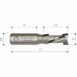 MTEC015.1 - FRAISE HÉLICOÏDALE EN DIAMANT Z2+2 CORPS EN ACIER PCD H2, 5 Mm - MOBILTECNICA _ .1_D12 | LU 27 | DS12 | LT75 | Z(2+2)(6DP+1HW) | AX10° | DR | H2,5