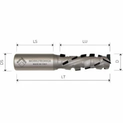 MTEC021.34 - FRAISE HÉLICOÏDALE EN DIAMANT Z2+2 CORPS EN ACIER PCD H4, 5 Mm - MOBILTECNICA _ .34_D22 | LU 53 | DS20 | LT113 | Z(2+2)(11 DP+1DIA) | AX22° | GAU | H4,5