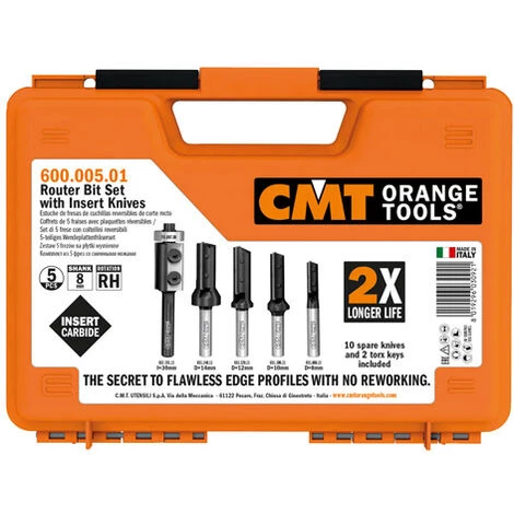 CMT ORANGE TOOLS 600.005.01 COFFRET DE 5 FRAISES AVEC COUTEAUX HW S=8 D=8-10-12-14-19 DR – Image 3
