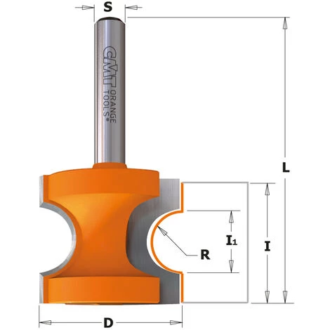 CMT ORANGE TOOLS 854.509.11 FRAISE À ARRONDIR AVEC PLAT HW S=12,7 D=44,5 R=12,7 – Image 2