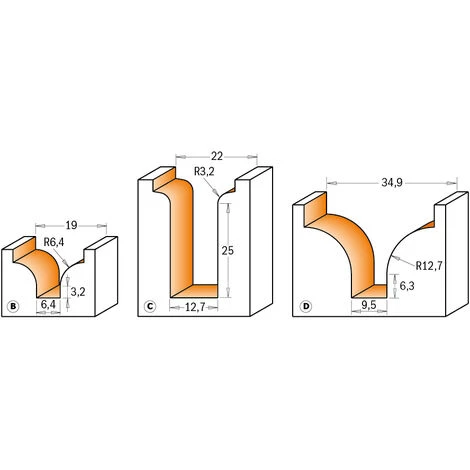 CMT ORANGE TOOLS 865.905.11 FRAISE PROFILÉE A' ARRONDIR HW Z2 S=12,7 D=12,7/22 R=3,2 DR – Image 3
