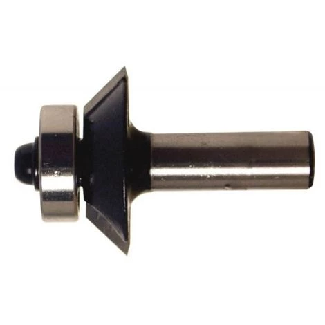 LEMAN Fraise à Plaquettes Carbure Brasées 2 Coupes Chanfrein Avec Guide à Billes, Queue 8 Mm, Diamètre 27 Mm, Chanfrein 45°