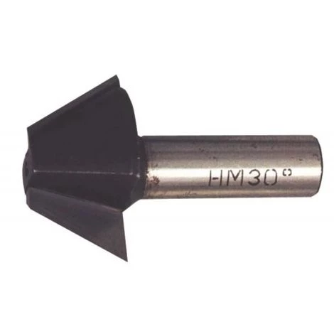 LEMAN Fraise De Défonceuse à Plaquettes Carbure Brasées 2 Coupes Chanfrein, Queue 6 Mm, Diamètre 24 Mm, Chanfrein 30°