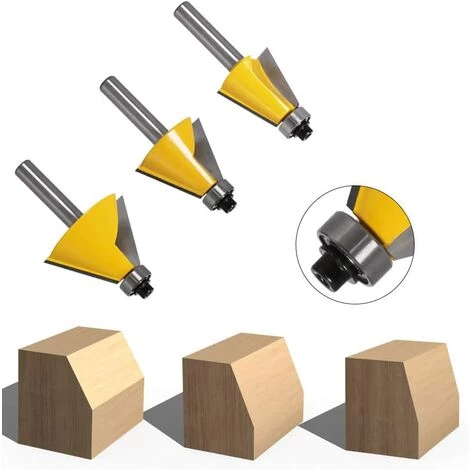 LITZEE 3pcs 8mm Tige Chanfrein Et Chanfrein Chanfrein Outil De Travail Du Bois Fraise Du Bois (15 Degrés + 22,5 Degrés + 30 Degrés) – Image 2