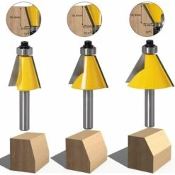 LANGRAY 3pcs 8mm Tige Chanfrein Et Chanfrein Chanfrein Outil De Travail Du Bois Fraise Du Bois (15 Degrés + 22,5 Degrés + 30 Degrés)