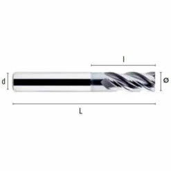 HEPYC Fraise Métal Carbure HM-MD DIN6527L D. 8 X Lt. 63 X Lu. 16 X Di. 8 Mm Q. DIN 6535HA