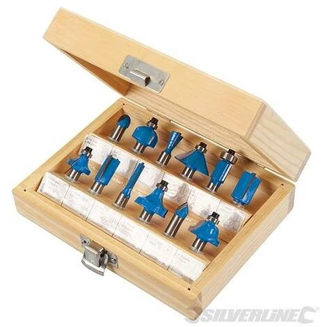 SILVERLINE Fraises à Défoncer TCT 8 Mm, 12 Pcs, 8 Mm