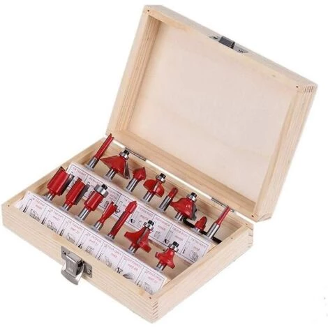 BEARSU Jeu De 15 Mèches De Toupie, Mèches De Toupie, Carbure De Tungstène Pour Trous Dans Le Bois (1/4 Pouce)