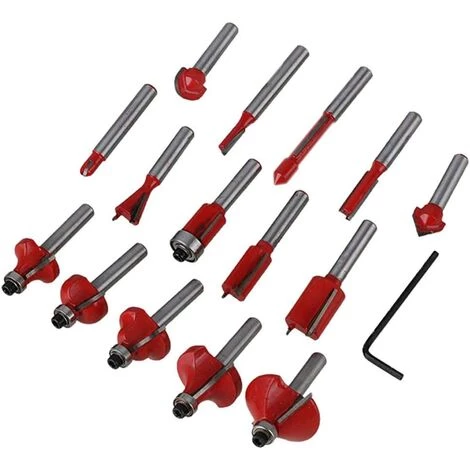 BEARSU Jeu De 15 Mèches De Toupie, Mèches De Toupie, Carbure De Tungstène Pour Trous Dans Le Bois (1/4 Pouce) – Image 3