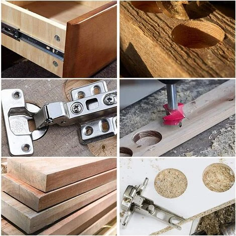 AIDUCHO Fraises Defonceuse, 15 Mm Jeu De Forets à Positionnement Ajustable, Scie Trépan Au Carbure Cémenté Avec Butée De Profondeur (Plage De Profondeur 10~40 Mm) â Image 4