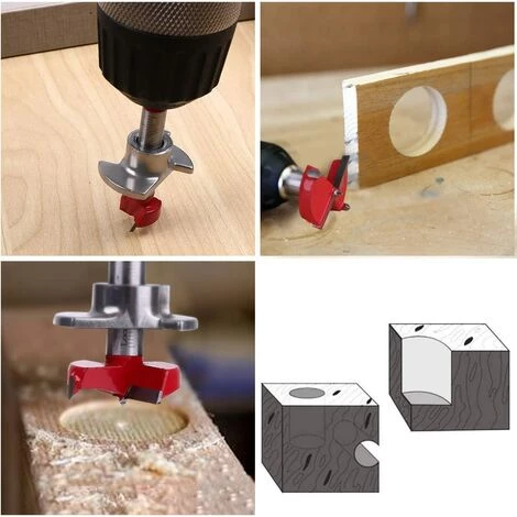 AIDUCHO Fraises Defonceuse, 15 Mm Jeu De Forets à Positionnement Ajustable, Scie Trépan Au Carbure Cémenté Avec Butée De Profondeur (Plage De Profondeur 10~40 Mm) â Image 5