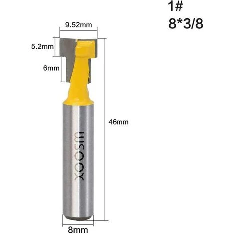 ABCRITAL 8Mm T-Track Routeur À Rainure En T Forme Routeur Bits, Fraise En Rainure En T Avec Lame Fraises À Bois Pour Outils Électriques – Image 3