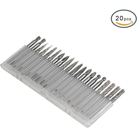 ABCRITAL 20 Pièces Ensemble De Fraises En Carbure Monobloc 0,118 ''( 3 Mm, Fraises À Limes Rotatives En Carbure De Tungstène À Tige Avec Un Diamètre De Tête De Coupe De 3 Mm S'Adapte À La Plupart Des Meuleuses Rotatives Pour Le Travail Du Bois, La Gravure, Le Perç – Image 4