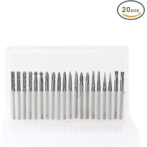 ABCRITAL 20 Pièces Ensemble De Fraises En Carbure Monobloc 0,118 ''( 3 Mm, Fraises À Limes Rotatives En Carbure De Tungstène À Tige Avec Un Diamètre De Tête De Coupe De 3 Mm S'Adapte À La Plupart Des Meuleuses Rotatives Pour Le Travail Du Bois, La Gravure, Le Perç – Image 5