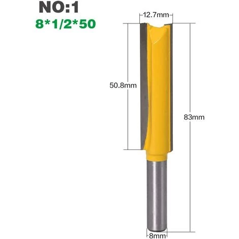 ECHOO 8mm Jarret Jeu De Mors Droits Outils De Travail Du Bois De Fraise En Bois De Carbure 3 Pièces Mèches De Routeur Droites Extra Longues 8 * 1/2 * 50, 8 * 1/2 * 63, 8 * 1/2 * 76 – Image 3