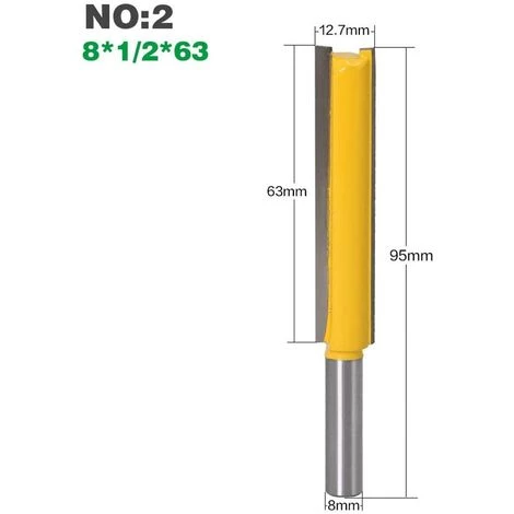 ECHOO 8mm Jarret Jeu De Mors Droits Outils De Travail Du Bois De Fraise En Bois De Carbure 3 Pièces Mèches De Routeur Droites Extra Longues 8 * 1/2 * 50, 8 * 1/2 * 63, 8 * 1/2 * 76 – Image 4