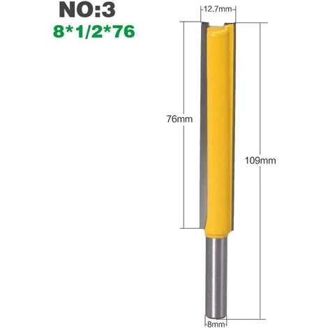 ECHOO 8mm Jarret Jeu De Mors Droits Outils De Travail Du Bois De Fraise En Bois De Carbure 3 Pièces Mèches De Routeur Droites Extra Longues 8 * 1/2 * 50, 8 * 1/2 * 63, 8 * 1/2 * 76 – Image 5