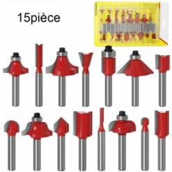 VERSAILLESFR 15pcs 6.35mm Tige Fraises à Défoncer Kit Coffret Fraise Pour Defonceuse En Carbure De Tungstène Outil De Travail Du Bois De Carbure De Profil -Versailles