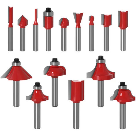 VERSAILLESFR 15pcs 6.35mm Tige Fraises à Défoncer Kit Coffret Fraise Pour Defonceuse En Carbure De Tungstène Outil De Travail Du Bois De Carbure De Profil -Versailles – Image 2