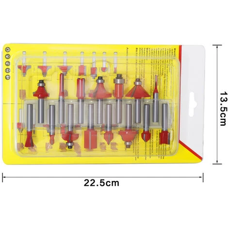 VERSAILLESFR 15pcs 6.35mm Tige Fraises à Défoncer Kit Coffret Fraise Pour Defonceuse En Carbure De Tungstène Outil De Travail Du Bois De Carbure De Profil -Versailles – Image 5