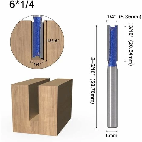 GUAZHUNIFR Tige De 6mm Fraise à Défoncer Fraise Droite Avec Tranchants En Carbure Fraise à Menuiserie Outil De Woodworking Cutter Guazhuni 4Pcs – Image 3