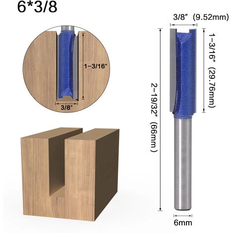 GUAZHUNIFR Tige De 6mm Fraise à Défoncer Fraise Droite Avec Tranchants En Carbure Fraise à Menuiserie Outil De Woodworking Cutter Guazhuni 4Pcs – Image 4