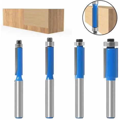 Fraise à Copier Outils De Fraisage De Menuiserie Bricolage De Coupe Avec Roulement Supérieur, Queue Garniture Affleurante Routeur 8 MM,Irisfr(4pcs) – Image 3
