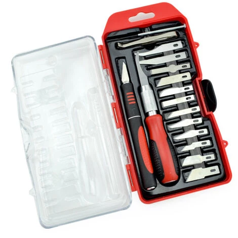 SUPERSELLER Porte-outils De Toupie Ensemble De Couteaux D'artisanat Professionnels 16PCS Couteaux Pour La Sculpture De Scrapbooking De Passe-temps D'art Comprend Un Pochoir à Point Fin, 16 Pièces