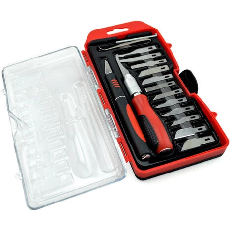 SUPERSELLER Porte-outils De Toupie Ensemble De Couteaux D'artisanat Professionnels 16PCS Couteaux Pour La Sculpture De Scrapbooking De Passe-temps D'art Comprend Un Pochoir à Point Fin, 16 Pièces – Image 2