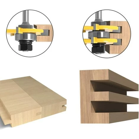 Queue Langue Appariée Et Fraise De Rainure Set 3 Dents Forme T Cutter En Bois De Coupe Outil De Travail Du Bois 2 Pièces(8MM)-betterlife – Image 4