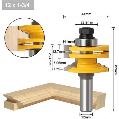ELLE Routeur De Chemin De Fer En Verre à Poignée De 12mm Mèche à Bois Réversible Mèche à Bois