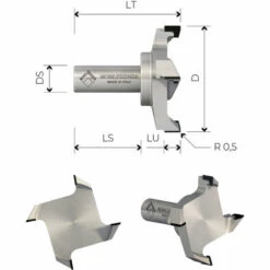 MTEC056.8 - FRAISE EN DIAMANT POUR ÉGALISER - MOBILTECNICA _ .8_D80 | LU 16 | DS20 | LT80 | Z4 | DR | H4,5