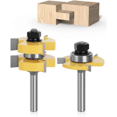 8mm Queue Langue Appariée Et Fraise De Rainure Set 3 Dents Forme T Cutter En Bois De Coupe Outil De Travail Du Bois -Triomphe