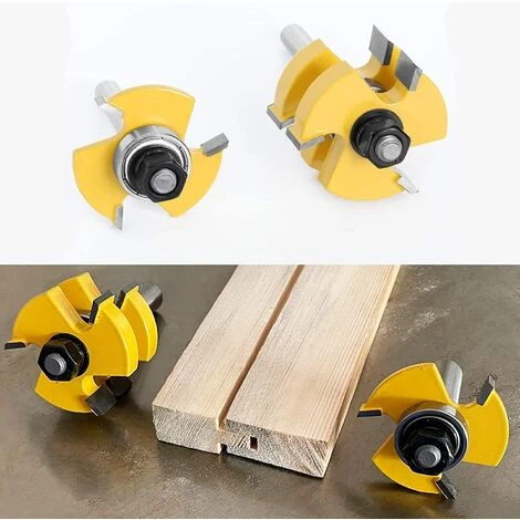 8mm Queue Langue Appariée Et Fraise De Rainure Set 3 Dents Forme T Cutter En Bois De Coupe Outil De Travail Du Bois -Triomphe – Image 3