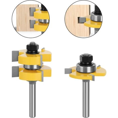 8mm Queue Langue Appariée Et Fraise De Rainure Set 3 Dents Forme T Cutter En Bois De Coupe Outil De Travail Du Bois -Triomphe – Image 4