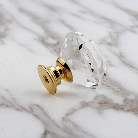 ELLE Boutons De Tiroir De Porte En Cristal - 10 Pièces 30MM Base Dorée – Image 3