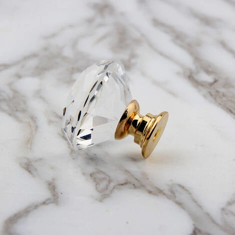 ELLE Boutons De Tiroir De Porte En Cristal - 10 Pièces 30MM Base Dorée – Image 4