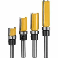 TINOR 4 PCS 1/4" Routeur De Fraise à Bois Fraise A Copier (4 Tailles) En Acier Allié De Haute Aualité La Lame 10 Mm, 20 Mm, 25 Mm, 38 Mm Pour Le Bois Massif, Le Panneau De Particules, Le MDF, Etc